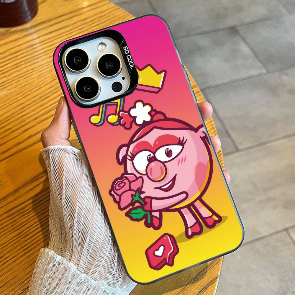 

KROSH Russia Cartoon K-Kikoriki Phone Case For iPhone 16 17 15 14 12 13 Pro Max Black Candy Matte Shockproof Cover iPhone12PROMAX