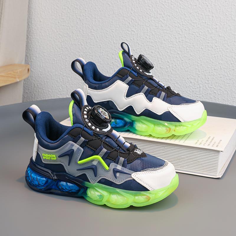 

Детские удобные кроссовки для бега Four Seasons, трендовая обувь для мальчиков и девочек, повседневная дышащая спортивная обувь для спортзала 28 синий