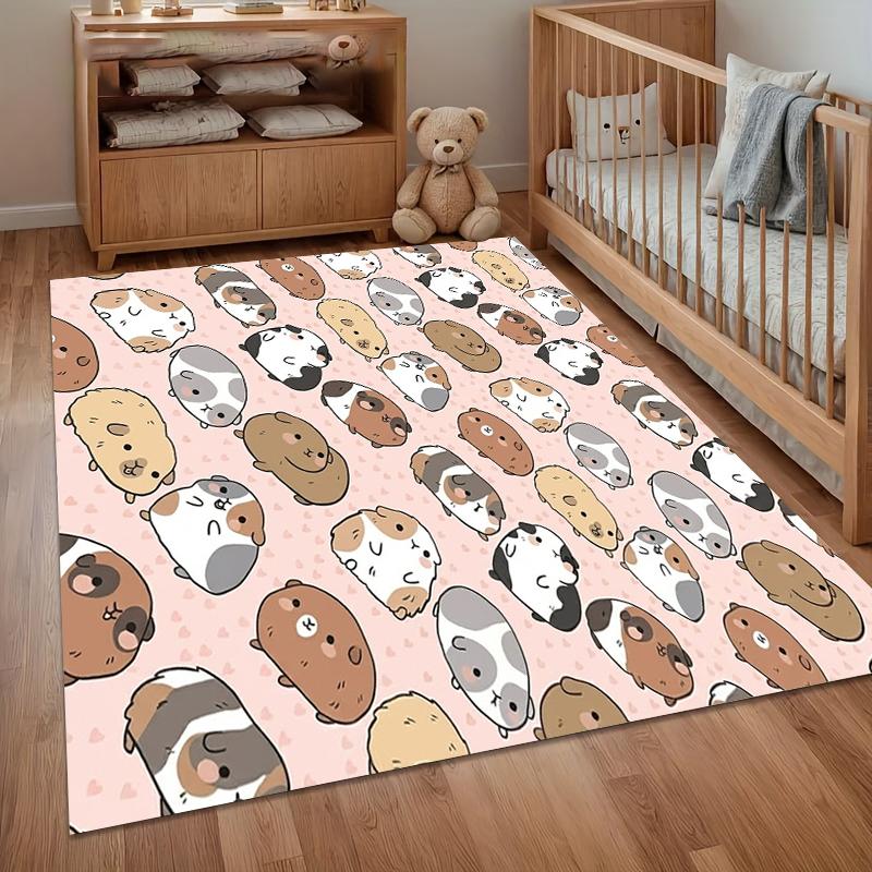 Cartoon Guinea Pig Door Mat Rug Non-Slip Washable Carpet for Entryway Kitchen Laundry Room Pet-Friendly Floor Mats Home Rugs