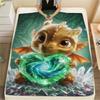 1Pc LovingDragon Print Flannel Blanket, High quality Comfortable for All Seasons, Home Decor, Warmth and Comfort, Perfect for Christmas Gifts