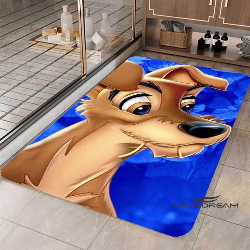 Cartoon Lady and the Tramp rug, suitable for bedroom, living room and other home décor, fluffy square rug, soft area rug, play