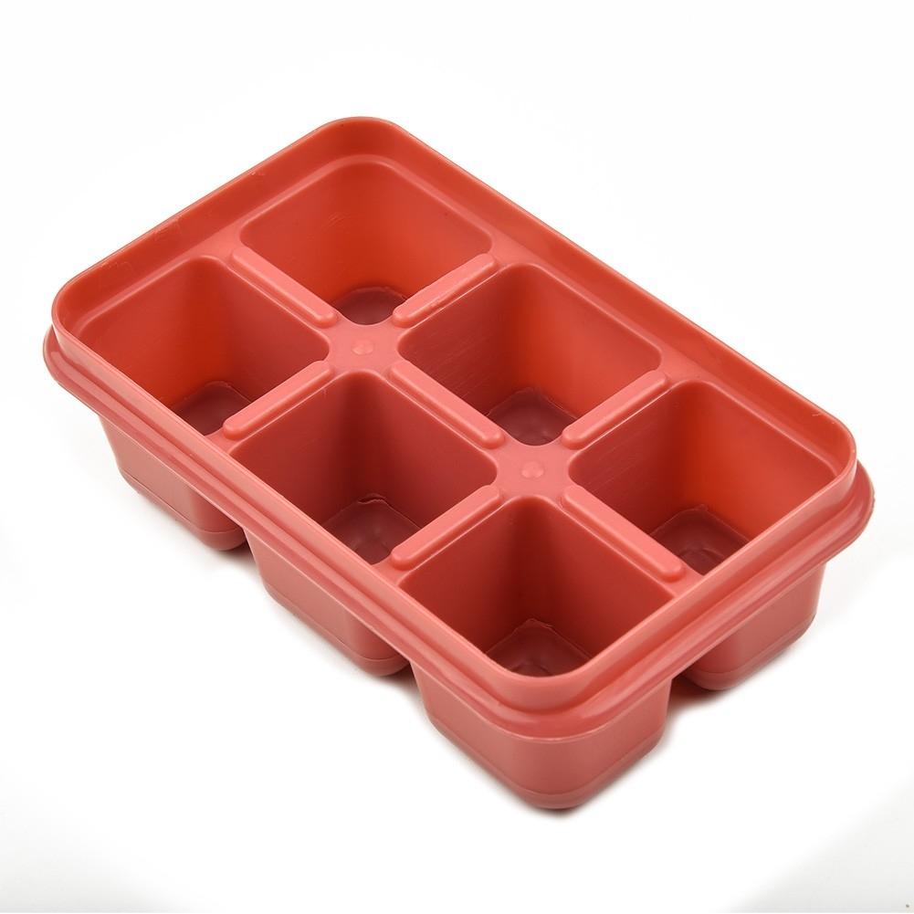 Hassle Ice Cube Maker with 6 Grid Ice Tray and Lid Silicone Ice Cube Box