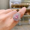 New Pink Ring With Micro Inlaid Pear Shaped Colored Jewelry Retro Exaggerated Zircon Female