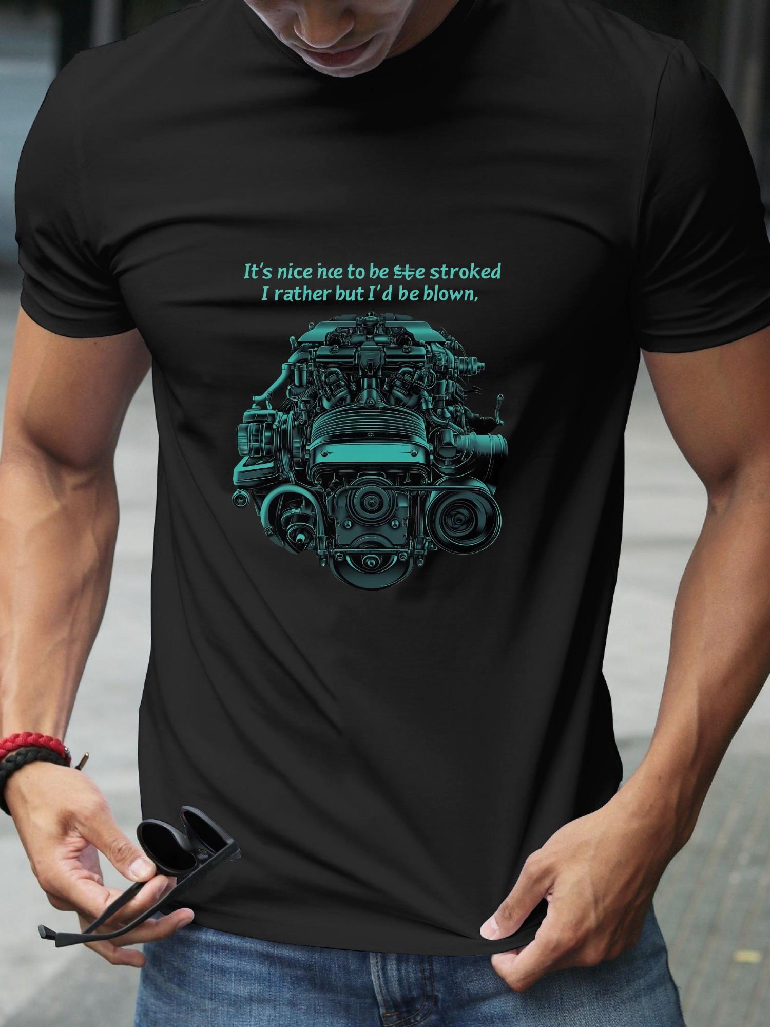 1pc Engine Supercharger Bold Text Graphic T-shirt S