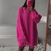Plus Size Women's Loose Solid Color Ripped Sweater Long Autumn Crew Neck Pullover Long Sleeved Sweater