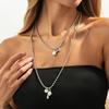 Salircon Trendy Exquisite Imitation Pearl Pendant Choker Necklace Women Punk Minimalist Silver Color CCB Beaded Chain Jewelry