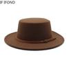 Kleine Größe 52-54CM Britischer Stil Kinder Fedora Hüte Junge Mädchen Kinder Flacher Oberteil Filz Jazz Hut Formale Party Kleidung Kappe