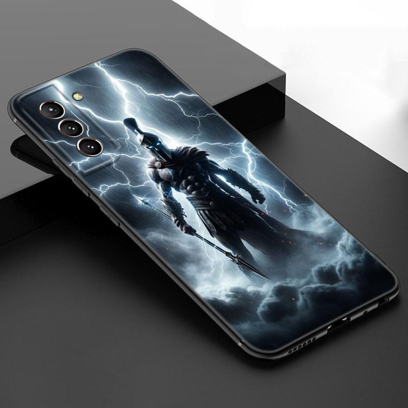 Spartan Black Silicone Phone Case For Samsung Galaxy S23 S21 S20 FE S24 S22 Ultra S10E S10 S9 S8 Plus