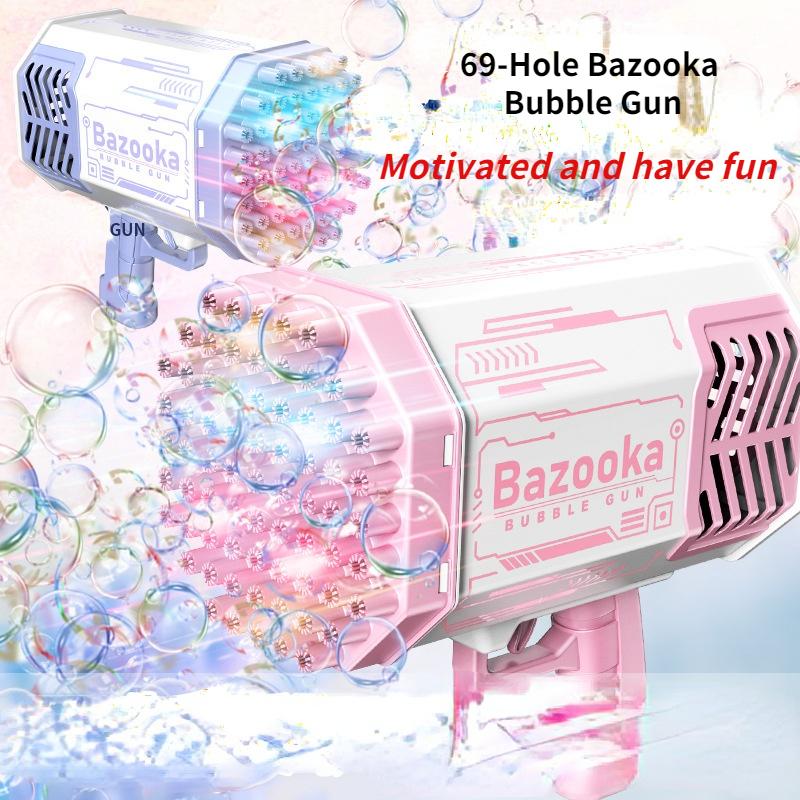 Pistol cu bule Bazooka cu 69 de găuri Mașină cu bule colorate pentru copii Jucării pentru copii cu bule super multi-bule