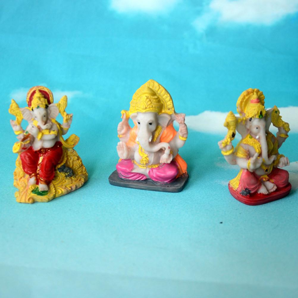 3Pcs Buddha Figure Decoration Resin Buddhism Statue Exquisite Carving Decorative Ornament Desktop Garden Sand Table Display Gift