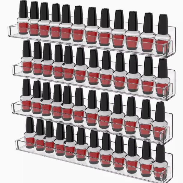 Transparent Acrylic Wall-Mounted Display Rack for Nail Polish, Records, and Picture Books