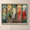 1000pcs Jigsaw Puzzle Art Wall Decoration - Four Seasons Angel Colored Glass Style Jigsaw Puzzle Room Home Wall Art Decoration Suitable for Birthday A
