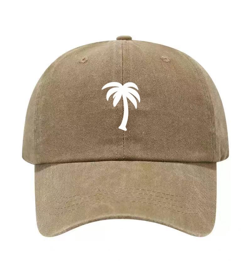 Palm Tree Printed Washed Cotton Adjustable Baseball Cap Classic Snapback Dad Hat Breathable Hat Golf Fishing Outdoor Sun Cap