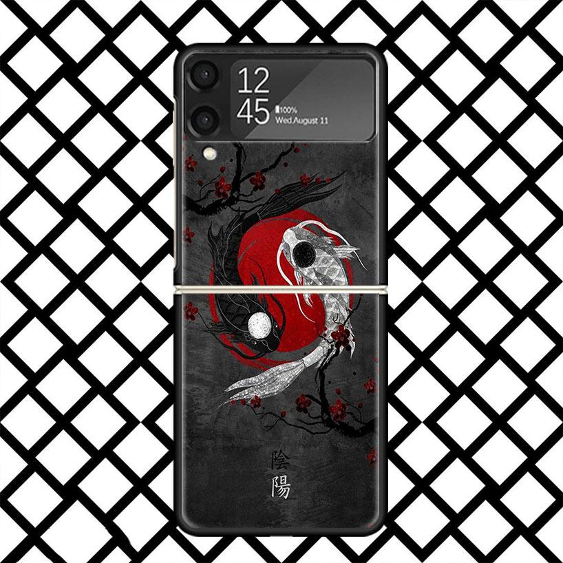 

Koi Fish Art Phone Case For Samsung Z Flip 7 6 5 4 3 Galaxy ZFLIP7 ZFlip6 5G Flip5 Flip4 Flip3 5g Black Hard Cover Samsung Z Flip 7