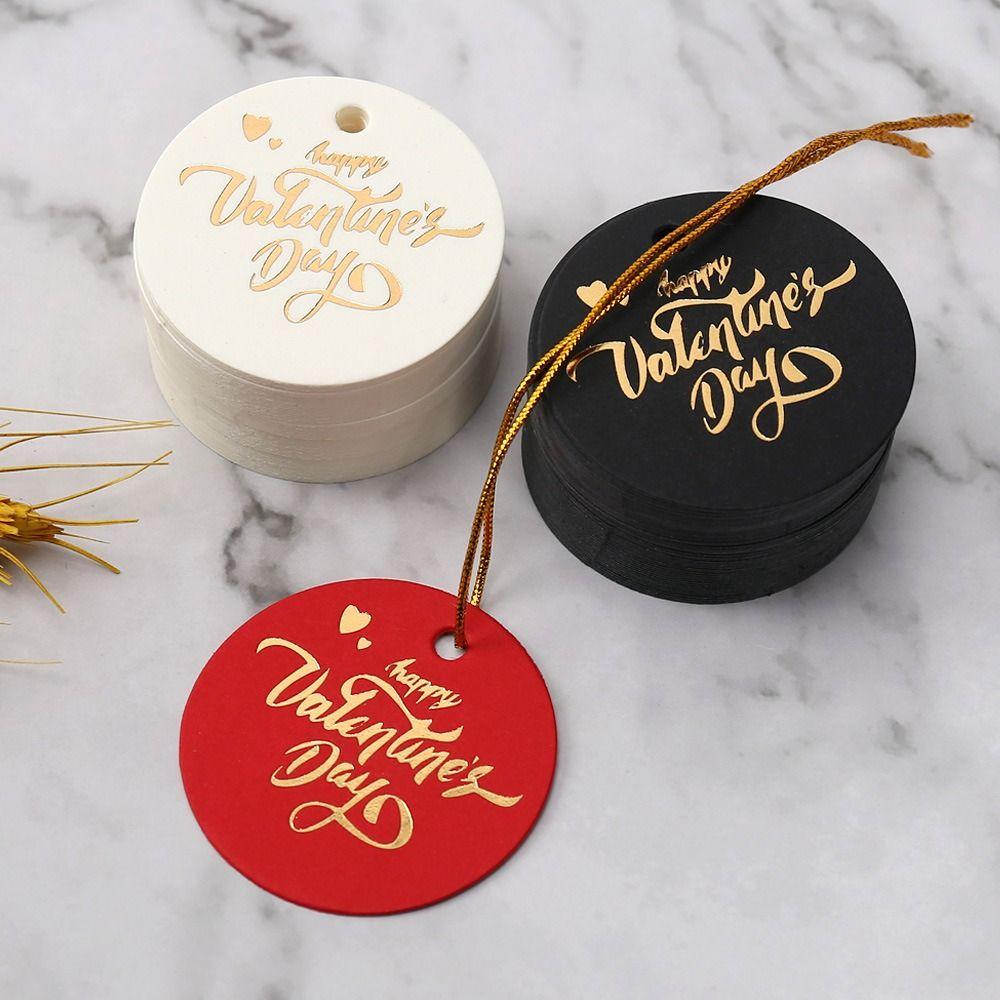 100pcs Heart Shaped Cards Valentine's Day Tags Red DIY Cake Decor Tag Hanging Decoration Packaging Decoration Tags