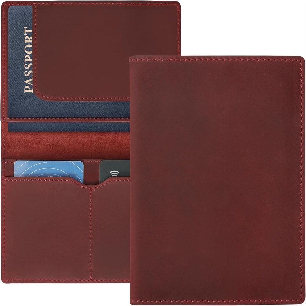 Durable Cowhide Retro Boarding Pass Passport Cover Handmade Crazy Horse Real Leather Card Holder Registration Ticket Organizer Travel Wallet