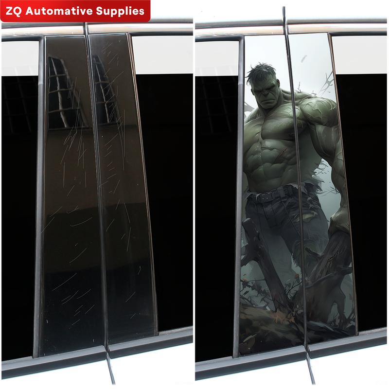 Green Film Hulk Anime Car Sticker Auto B-pillar Cartoon Funny Sunscreen DIY Auto Center Column Cover Scratches Decor Accessories