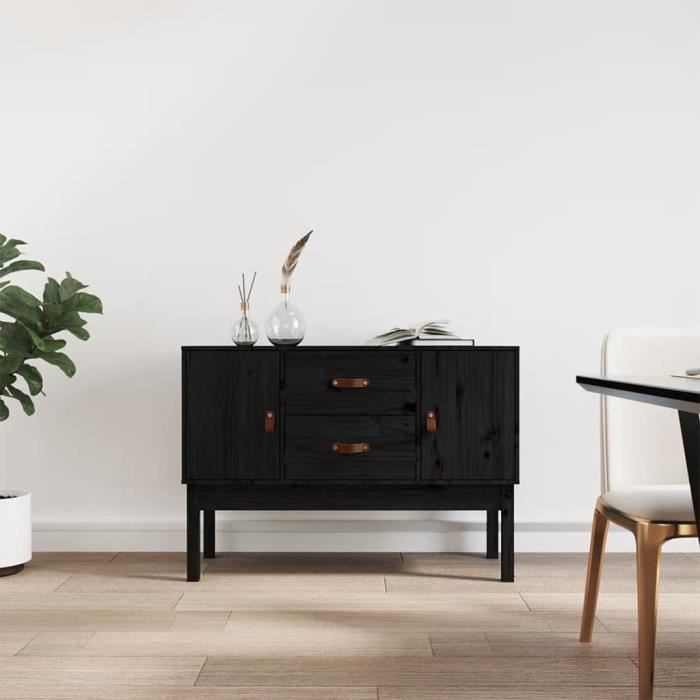 823528 vidaXL Buffet Noir 110x40x78 cm Bois massif de pin