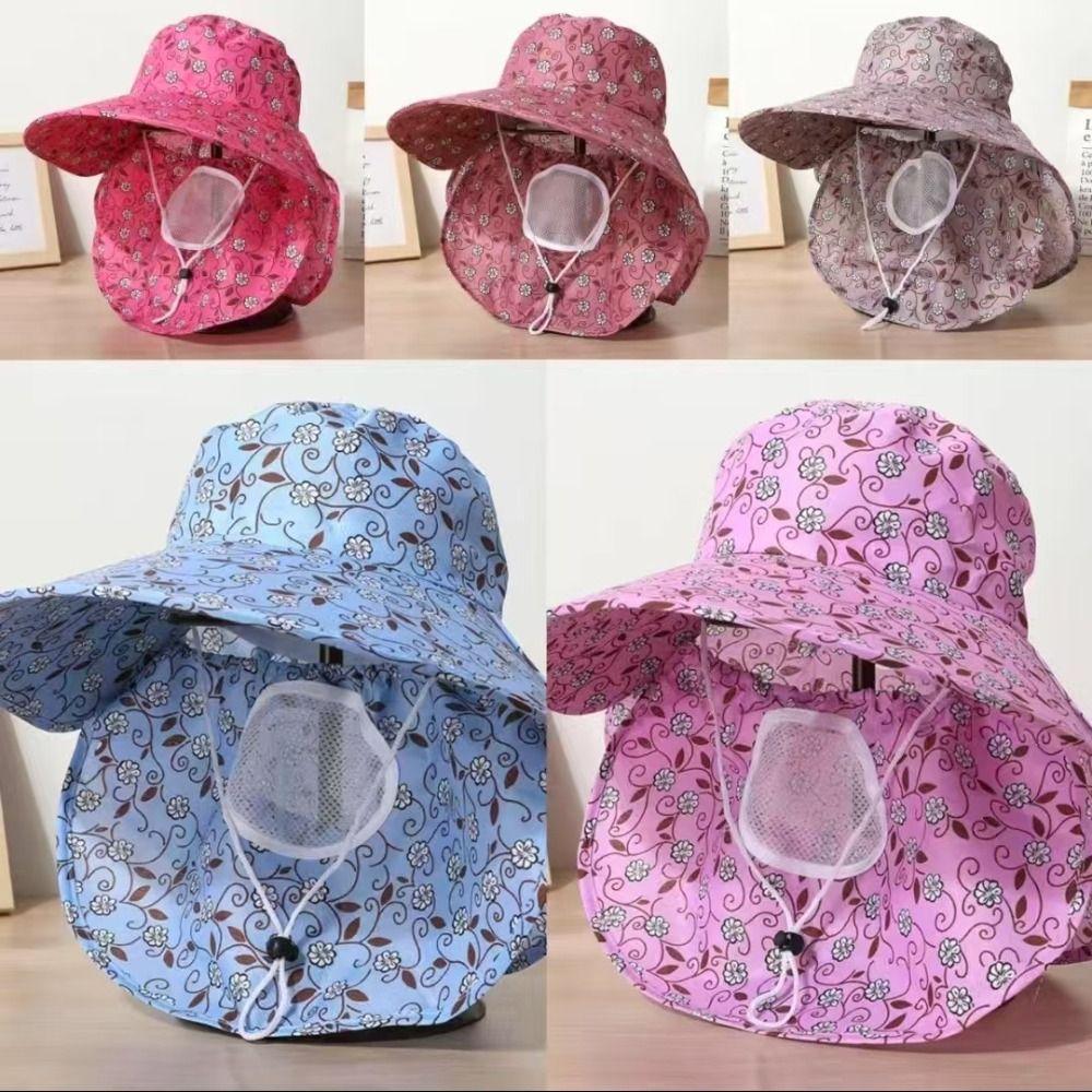 Face Mask Sunshade Shawl Cap Printing Agricultural Work Hat Fashion Wide Brim Sun Hat  Summer