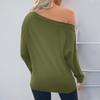Women's Loose Fashion Off-the-shoulder Slant Collar Batwng Sleeve Long Sleeve Top