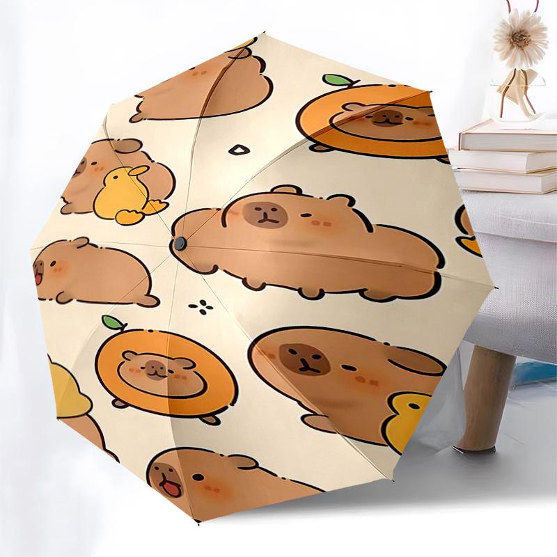 Capybara Themed Travel Umbrella-8 Ribs Automatic Opening and Closing, Portable Folding Design, Compact and Stylish Umbrella Suitable for Out