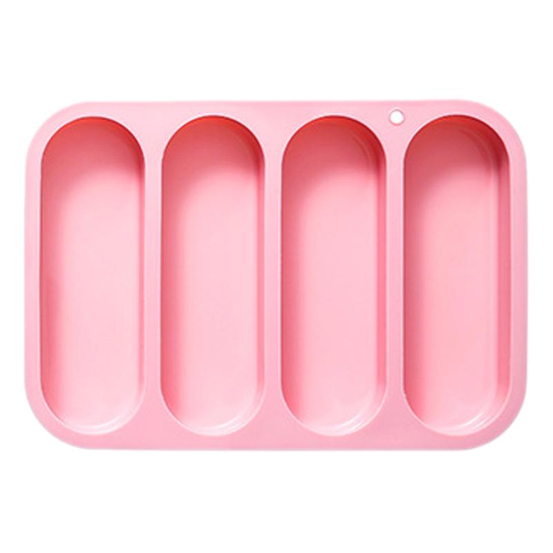 

Dog Bun Pan, Silicone Dog Bun Pan, Non-Stick Dog Bun Mold 4 Cup Bread Forms Crispy Mini Baguette Sandwich Baking Tray розовый