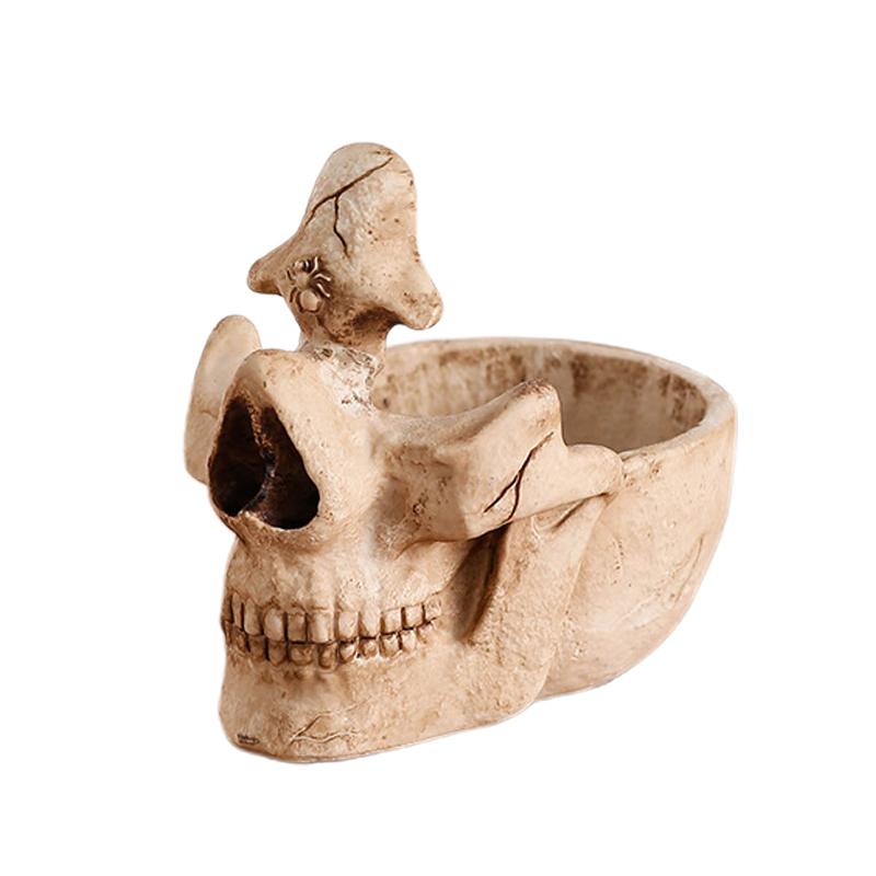 Creative Skull Glasses Stand Holder with Storage Tray for Desktop Eyeglass Frame Bracket Ornament Display