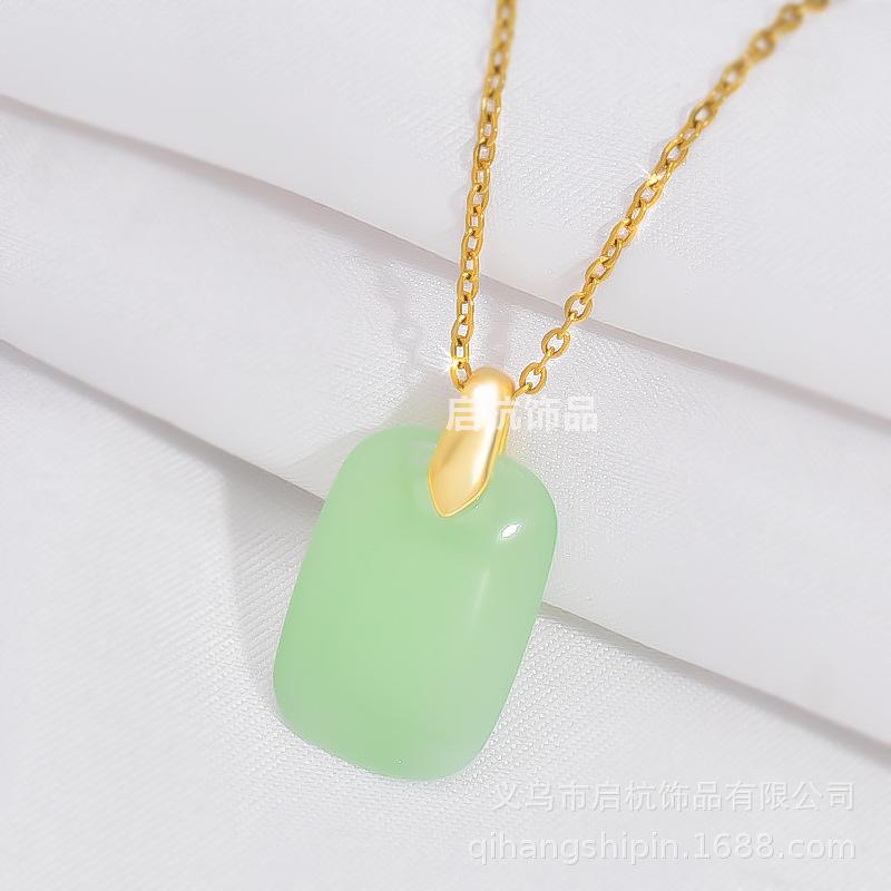 No Matter Brand Necklace Female Court Style And National Tide Retro Versatile Hetian Jade Pendant Collarbone Chain Accessories