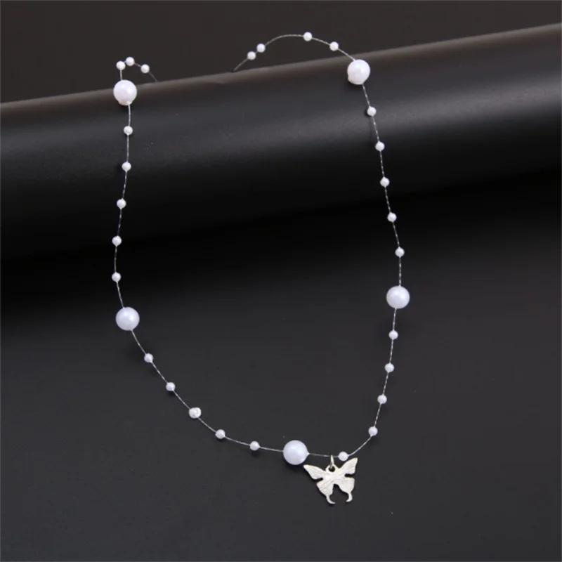 Modny naszyjnik z pereł i motyli, naszyjnik damski, projekt, starszy, wyczucie mody, osobowość, naszyjnik, modny, imprezowy prezent z biżuterią