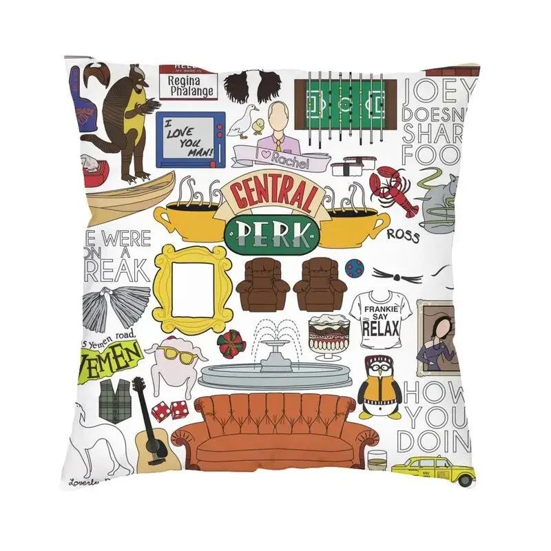 Friends Charaktere Klassisches Poster Kissenbezug TV-Show Samt Niedlicher Kissenbezug für Sofa Doppelseitiger Druck Kissen