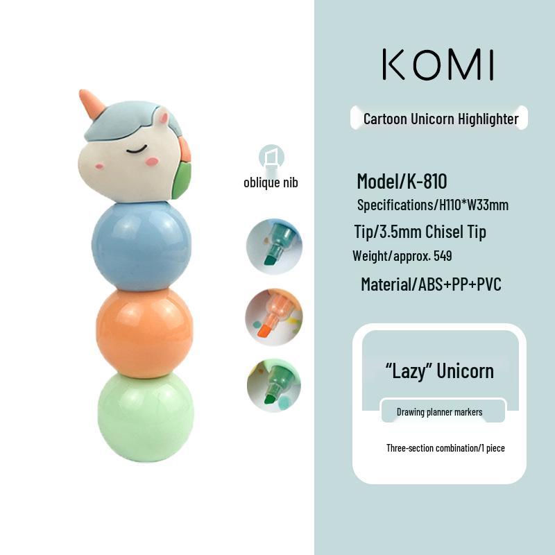 Креативная флуоресцентная ручка-единорог - Супермилый маркер-хайлайтер, Соединяющаяся ручка для рисования Slanted Tip