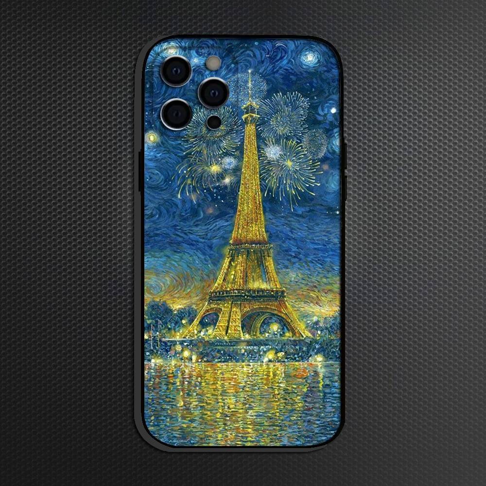 Oil Painting in the style of Van Gogh Phone Case For iPhone 16,15,14,13,12,11 Plus,Pro Max, Others Soft Black Cover