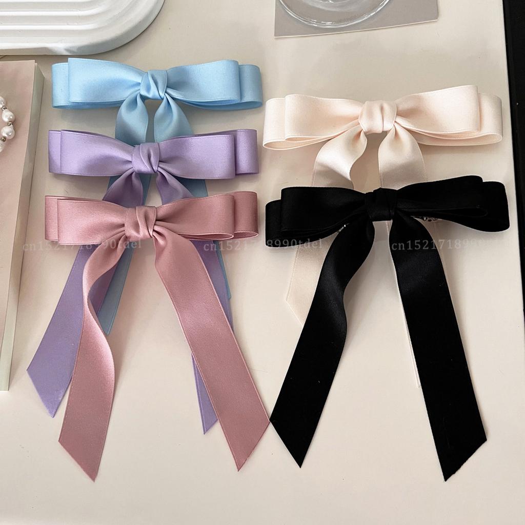 Fashion Fabric Hair Bow Hairpin for Women Girls Ribbon Hair Clips Black White Bow Top Clip Female Hair Accessories