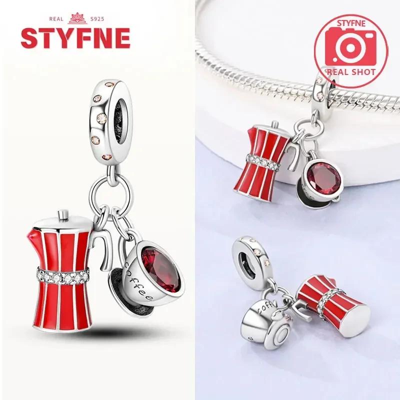 Coppermoe Paw Coffee Cup Beads Pendant Fit Charmscopper Original Bracelet For Women Fine Jewelry Diy Gifts