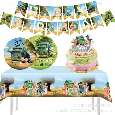 Müllwagen Pike LKW Thema Party Dekorationen Papier Tablett Fahne Tischdecke Schaukel Papierbecher