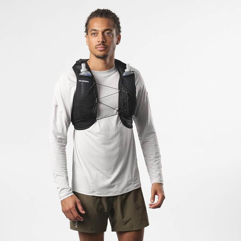 SALOMON ACTIVE SKIN 8 SET Hydration Vest Backpack (Black/Metal, Size S)