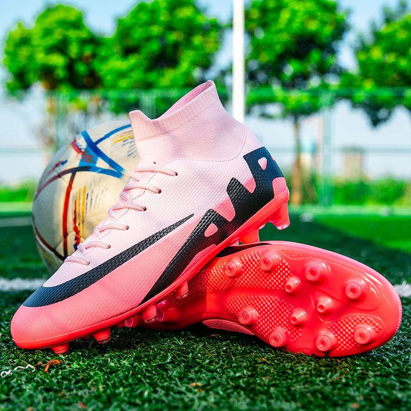 Foreign trade summer new high-top couple football shoes AG long nails TF broken nails student competition training sports football shoes