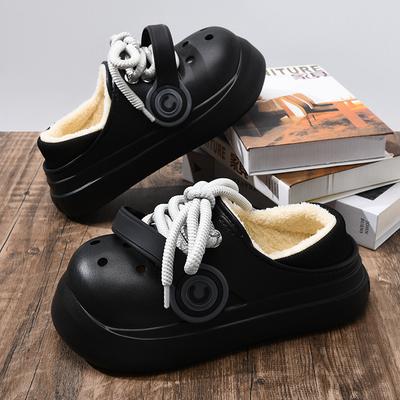 Thick-soled Heightening Punk Style Earphones, Wearing Hole Shoes, New Fashion Beach Casual Bag Head and Velvet Slippers