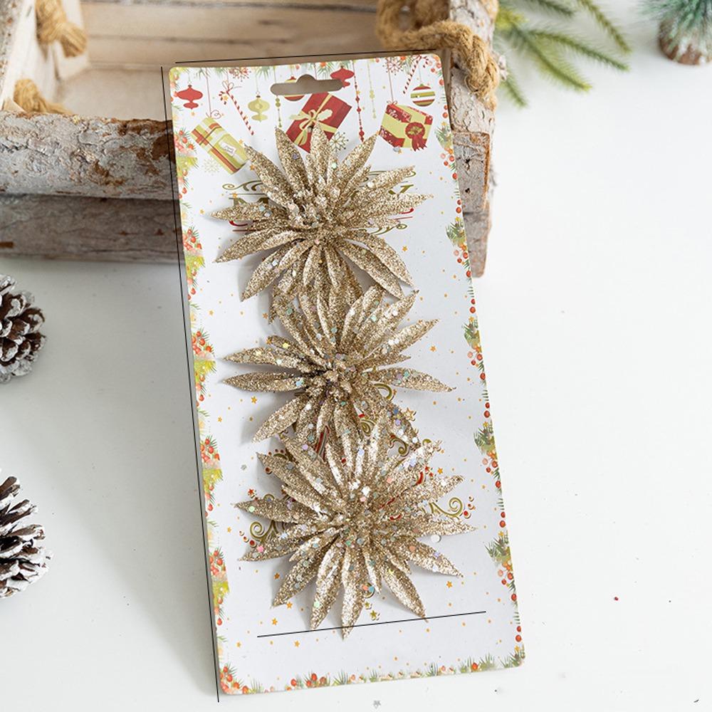 Glitter Artificial Christmas Flower DIY Xmas Decorative Flowers  HolidaySupplies