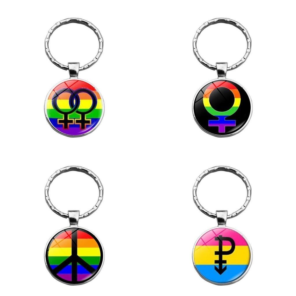 Rainbow Lgbtq Keychain Creative Couple Gift Modern Style Zinc Alloy Key Ring Bag Decoration Xswx4626-1