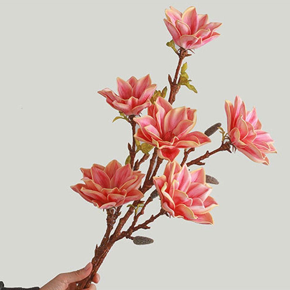 Real Touch Artificial Magnolia Branch 3 Heads Artificial Orchid Flowers Fake Flower  Wedding Decor