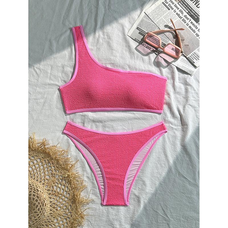 

Бикини на одно плечо Женская купальная одежда Женский купальник Комплект бикини из двух частей С подкладкой Купальщик Купальный костюм Плавать L