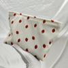 Chic Makeup Bag Lightweight Corduroy Makeup Bag Chic Cherry Pattern Red Cherries White with Golden Zipper Toiletries