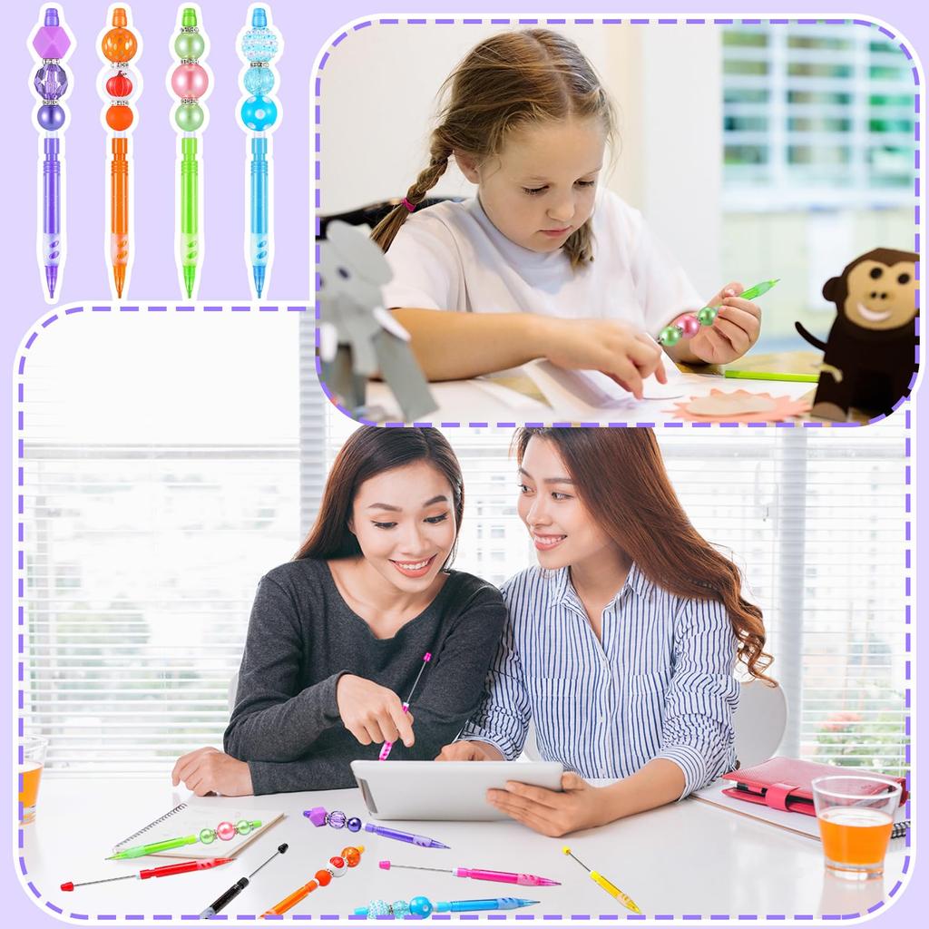 18Pcs Beaded Pencil for Students Non Sharpening Pencil 0.5 Non Refilling Beadable Automatic Cute Writing Pencil Wholesale