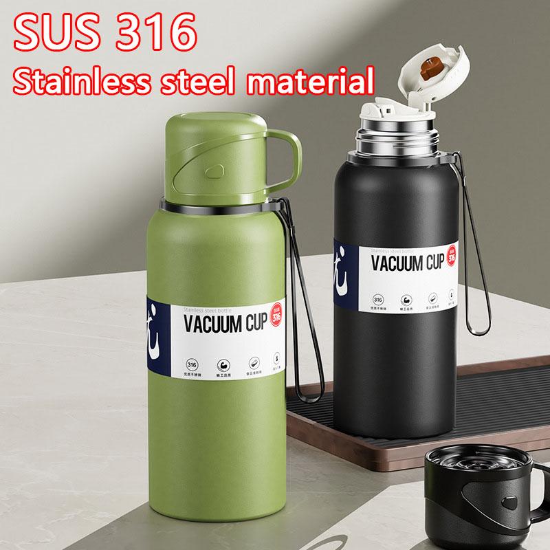 Thermal Water Bottle Large Capacity With Straw Stainless Steel Thermos Bottle Cold and Hot Water Bottle Sport Thermos Cup