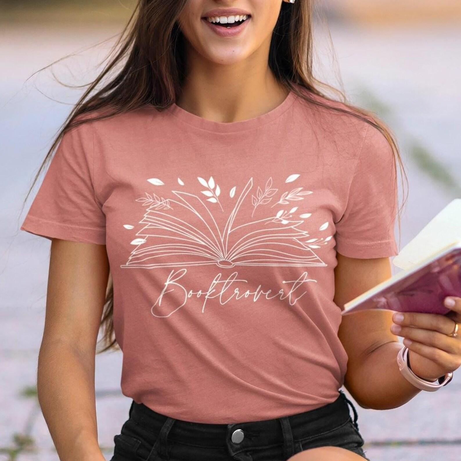 Booktrovert Youth Tee, Wildflower Shirt, Book Club T-Shirt, Book Lover Gift L