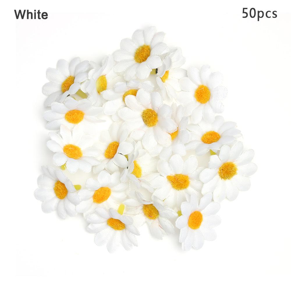 50pcs Artificial Spring Gerbera Daisy Flowers Heads Sunflower DIY Cake/Wedding Party Decoration Artificial Flowers Craft