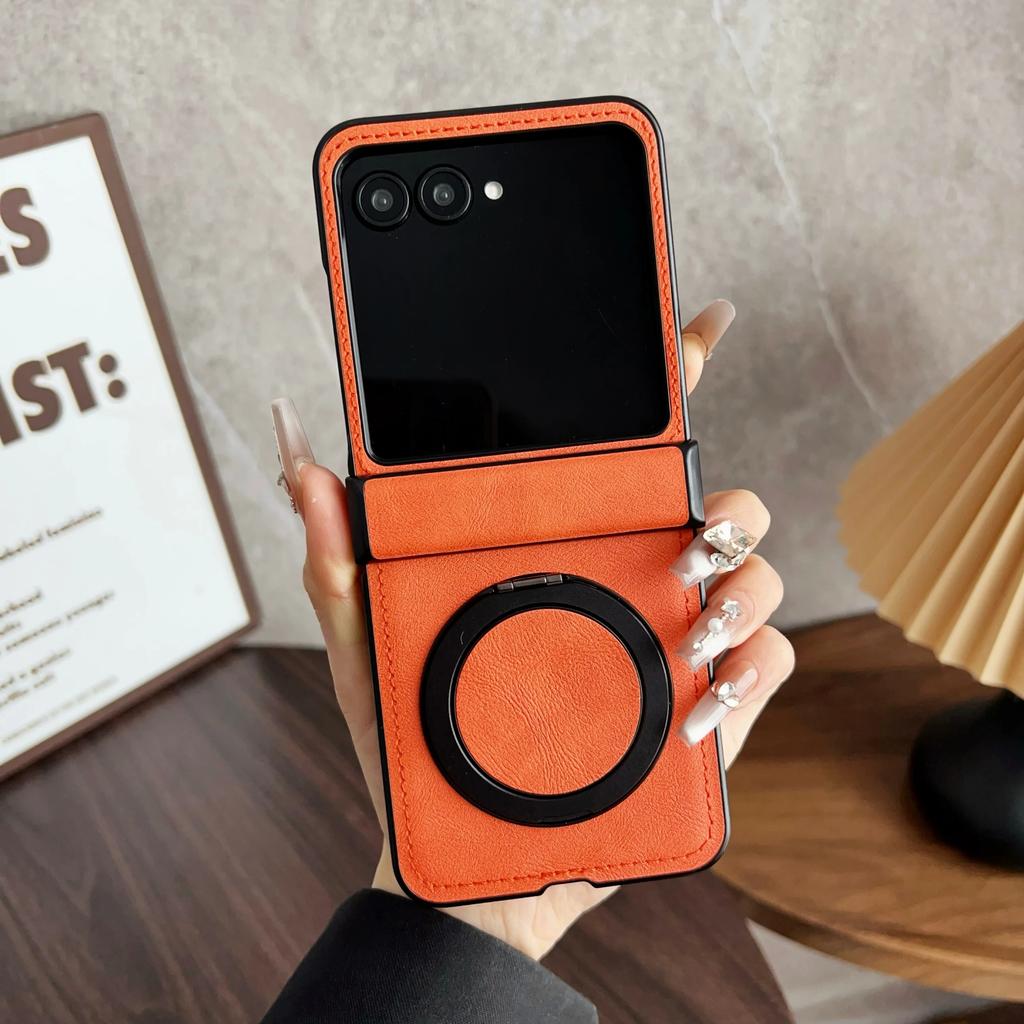 Retro Skin-friendly PU Leather Phone Case For Motorola Moto Razr 70 50 Ultra 60 Razr 2026 2025 2025 Rotable Holder Protect Cover