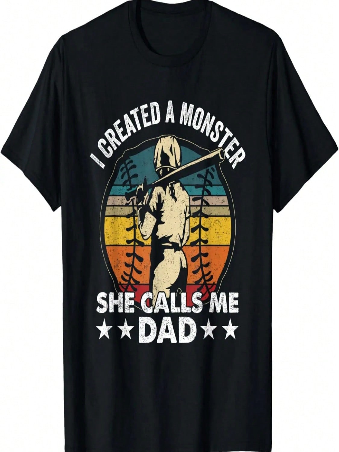 Мужская футболка I Created A Monster She Call Me Dad Смешная Софтбол Бейсбол S разноцветный