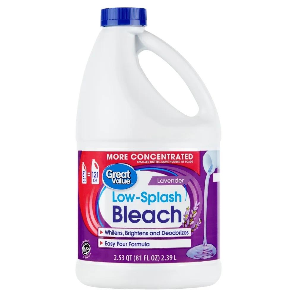 Low Splash Lavender Bleach Multi-Surface Cleaner Deodorizer Laundry Stain Remover HE Washer Safe Easy Pour 81oz 3 Pack